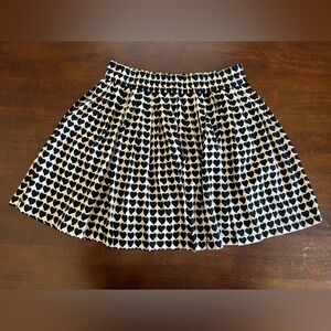 Zara Mini Skirt - Women’s Black/Cream Color Mini, with Heart Print. Size Small
